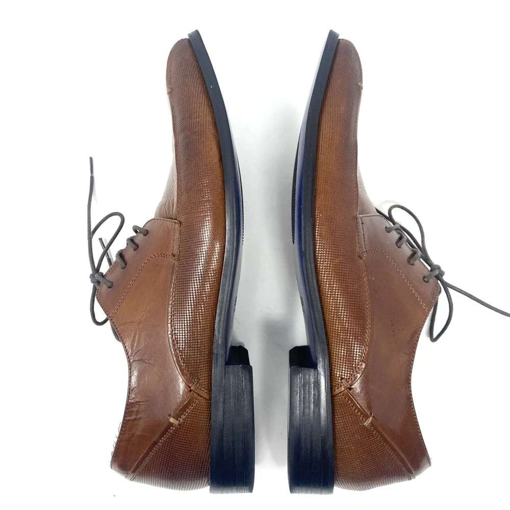 Kenneth Cole Reaction Men Shoes Sz 10 Oxford Witter Lace‎ Up Brown Leather Dress